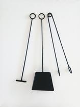 Acessórios de Limpeza para Lareira e Churrasqueira 3 Peças em Ferro Cor Preto