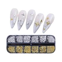 Acessórios De Manicure Elegantes DIY: Laço 3D Dourado Para Unhas, 12 Grades, Fita Metálica Acessórios De Manicure Elegantes DIY: Laço 3D Dourado Para Unhas, 12 Grades, Fita Metálica
