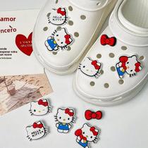 Acessórios De PVC Para Sapatos Hello Kitty Com Laço DIY, Presentes Para Festas Acessórios De PVC Para Sapatos Hello Kitty Com Laço DIY, Presentes Para Festas
