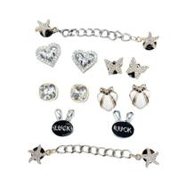 Acessórios De Sapato Feminino Com Glitter E Strass, 12 Peças, DIY, Para Crocs, Estrelas, Correntes E