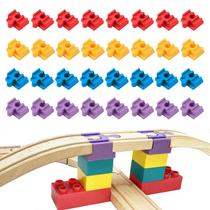 Acessórios de Trilhos de Trem de Madeira Bunu1492 (32 Peças) - Para Crianças a partir de 3 Anos