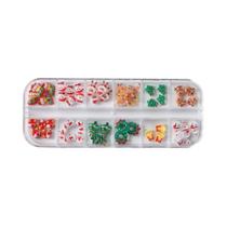 Acessórios De Unhas Kawaii De Natal: Papai Noel, Boneco De Neve E Rena - 12 Compartimentos,