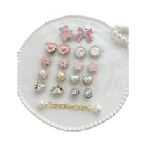 Acessórios DIY Destacáveis Para Sapatos: Laço De Urso Rosa, Coração E Corrente De Pérolas Para Acessórios DIY Destacáveis Para Sapatos: Laço De Urso Rosa, Coração E Corrente De Pérolas Para
