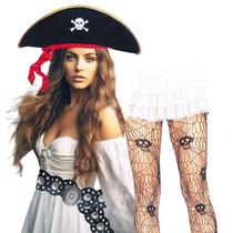 Acessórios Fantasia Festa Carnaval Pirata Feminino: Cinto + Chapéu + Meia Arrastão Temática = 3 Produtos Acessórios Fantasia Festa Carnaval Pirata Feminino: Cinto + Chapéu + Meia Arrastão Temática = 3 Produtos
