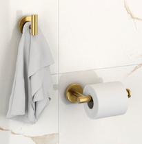 Acessórios lavabo, 2 peças porta papel e toalha, dourado