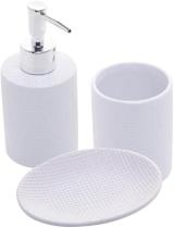 Acessórios para Banheiro com 3 Peças Lille Branco/Prata Acessórios para Banheiro com 3 Peças Lille Branco/Prata