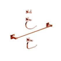 Acessórios para Banheiro Quadrado 4 peças São Francisco Pingoo.casa - Dourado rose Acessórios para Banheiro Quadrado 4 peças São Francisco Pingoo.casa - Dourado rose