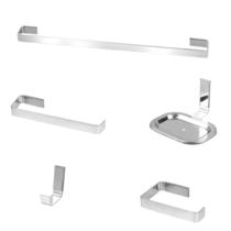 Acessórios Para Banheiro Quadrado 5 Peças em Alumínio Preto ou Cromado