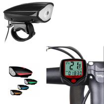 Acessórios para bike com 3 itens Velocímetro, lanterna frontal e traseira