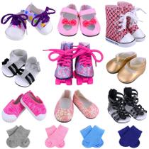 Acessórios para bonecas Ecore Fun Girl de 18 polegadas com 9 sapatos e 4 meias Acessórios para bonecas Ecore Fun Girl de 18 polegadas com 9 sapatos e 4 meias