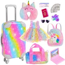 Acessórios para bonecas Sweet Dolly Rainbow Suitcase Travel Set