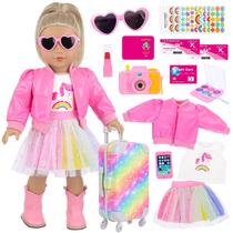 Acessórios para bonecas ZITA ELEMENT Rainbow Suitcase Travel Set