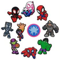 Acessórios Para Calçados Com Personagens Marvel Spider, 10PCS, Decorações Em PVC Para Clogs, Slides Acessórios Para Calçados Com Personagens Marvel Spider, 10PCS, Decorações Em PVC Para Clogs, Slides