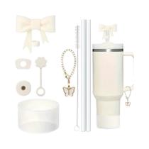 Acessórios Para Copo Stanley 40oz: Kit 9 Peças Com Tampa De Silicone, Protetor De Canudo E Corrente