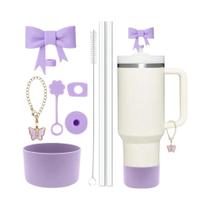 Acessórios Para Copo Stanley De 40oz, 9 Peças, Tampa De Silicone, Canudo, Capinha, Corrente Charm