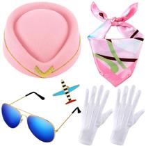 Acessórios para fantasias de comissário de bordo Bencailor, 6 peças, rosa Acessórios para fantasias de comissário de bordo Bencailor, 6 peças, rosa