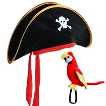 Acessórios para fantasias de pirata UOIENRT Chapéu de pirata e papagaio de pelúcia Acessórios para fantasias de pirata UOIENRT Chapéu de pirata e papagaio de pelúcia