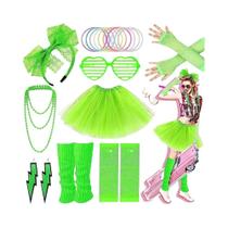 Acessórios Para Festa Dos Anos 80: Saias Fluffy, Protetores De Perna, Colares, Pulseiras, Laços De