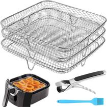 Acessórios para fritadeiras Air Fryer Lancisism 8 Square 3 Prateleiras empilháveis Acessórios para fritadeiras Air Fryer Lancisism 8 Square 3 Prateleiras empilháveis