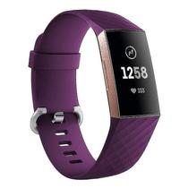 Acessórios para monitor de atividades pulseira de silicone compatível com fitbit charge 3 roxo