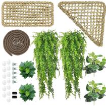 Acessórios para Terrário de Répteis Woyrise Conjunto de 10 Peças com Rede e Plantas