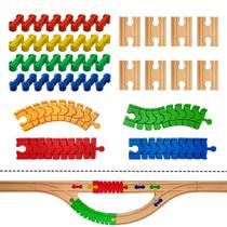 Acessórios para trilhos de trem de madeira Bunu1492 44 unidades coloridas
