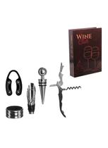 Acessórios para Vinho Caixa Livro com 5 Peças em Inox - VIN-011