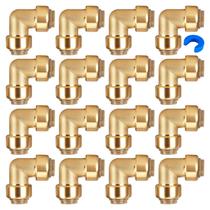 Acessórios PEX, cotovelo de 1/2 polegada, latão de 90 graus, pacote com 12 unidades com clipe