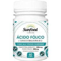 Ácido folico +b12 sunfood u.s.a 60 capsulas -800mcg