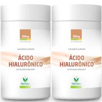 Ácido Hialurônico 100mg + Colágeno Hidrolisado + Biotina + A + C + E - 2 Fracos - Vital Natus