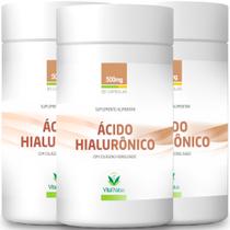 Ácido Hialurônico 100mg + Colágeno Hidrolisado + Biotina + A + C + E - 3 Frascos - Vital Natus