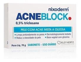 Acneblock nixoderm sabonete pele com acne mista e oleoso 70g