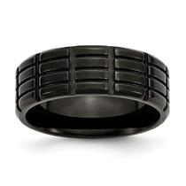 Aço Inoxidável 8mm Preto IP-chapeado Grooved & Brushed Band