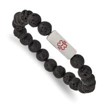 Aço Inoxidável Escovado Medical ID Lava Stone Stretch Bracel