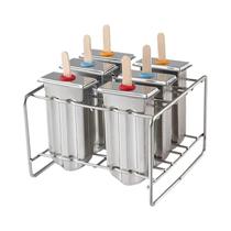 Aço inoxidável Ice Lolly Mold com picolé titular, Ice Cream Maker caseiro, Rack