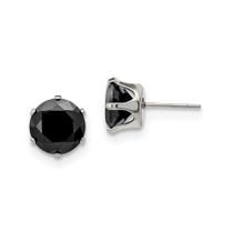 Aço inoxidável polido 10mm preto redondo CZ Stud Post Earri