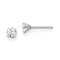 Aço inoxidável polido 4mm quadrado CZ Stud Post brincos