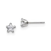 Aço inoxidável polido 5mm estrela cz stud post brincos