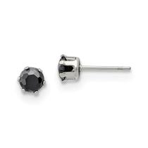 Aço inoxidável polido 5mm preto redondo CZ Stud Post Earrin