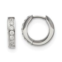 Aço inoxidável polido com 1 fileira de CZ Hinged Hoop Earrin