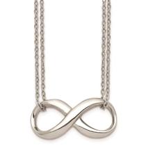 Aço inoxidável polido dois fios infinito símbolo colar