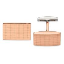 Aço inoxidável polido rosa IP chapeado laser design cufflin