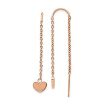 Aço inoxidável polido rosa IP-chapeado Threader Heart Dangl - Chisel