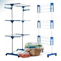 Aço Retrátil Varal Dobrável Roupas Compacto 3 Andares Seca Fácil Aço Retrátil Varal Dobrável Roupas Compacto 3 Andares Seca Fácil
