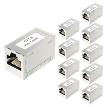 Acoplador de cabo Ethernet VCELINK RJ45 Cat6 blindado, pacote com 10