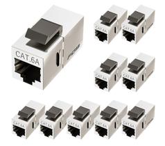 Acoplador Keystone FGB Cat6a blindado de 10 Gbps RJ45 Silver, pacote com 10 Acoplador Keystone FGB Cat6a blindado de 10 Gbps RJ45 Silver, pacote com 10