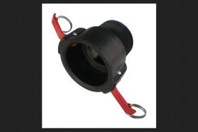 Acoplador PACER em polipropileno feminino com 5 cm de diâmetro. Preto