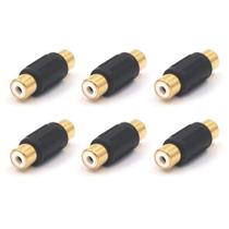 Acoplador RCA de fêmea para fêmea, pacote com 6 unidades, banhado a ouro, VCE