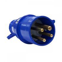 Acoplamento Industrial Macho Steck Newkon 3 Polos+Terra 200V. A 250V. 16A. Azul N4079