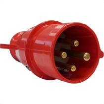 Acoplamento Industrial Macho Steck Newkon 3 Polos+Terra 380V. A 440V. 32A. Vermelho N4276